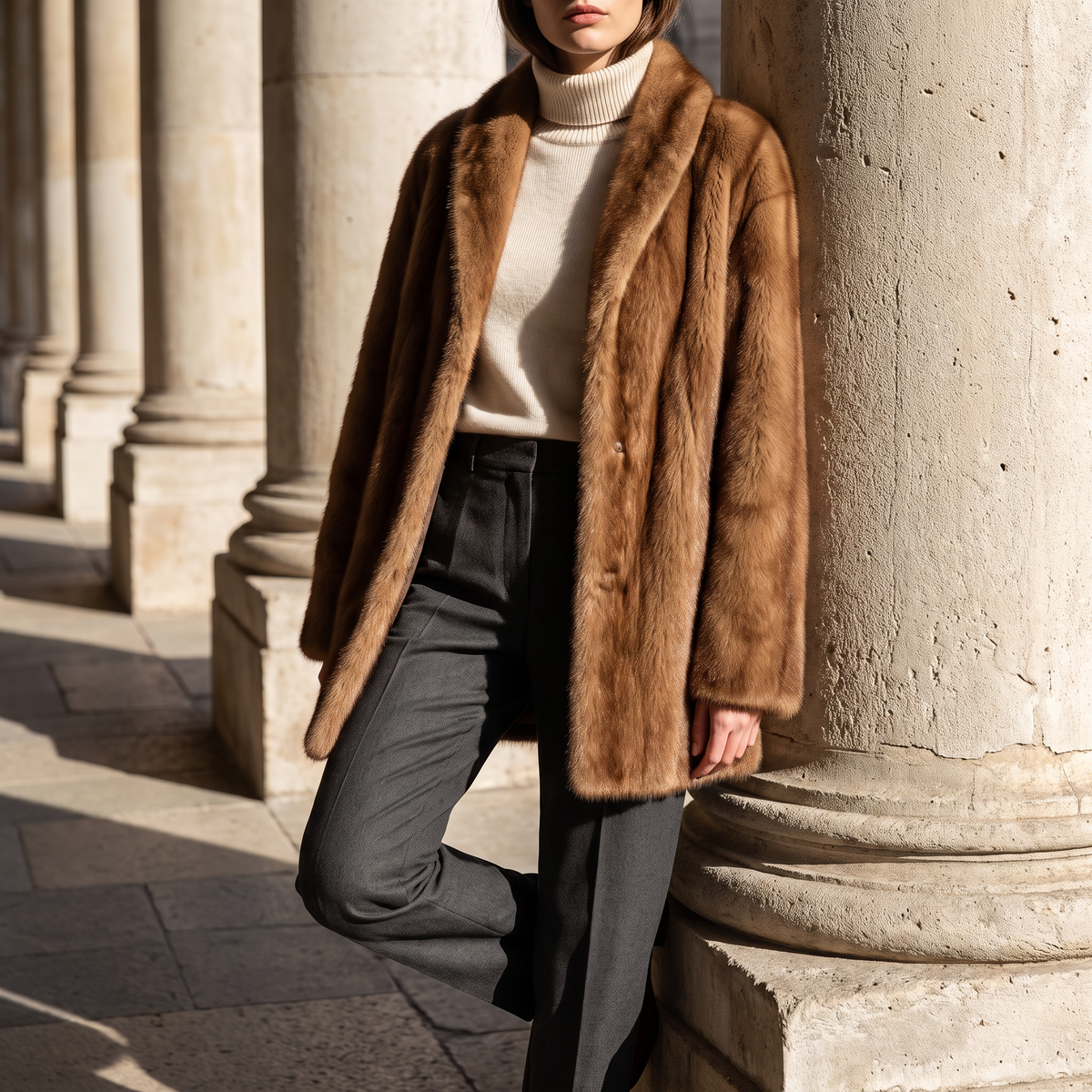 Lyon Faux Fur Coat — on model