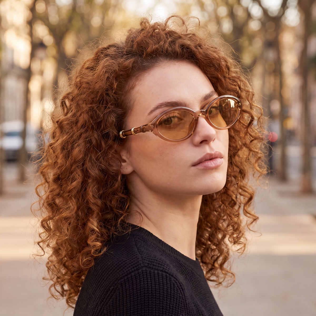 Mabel Sunglasses Brown — on model