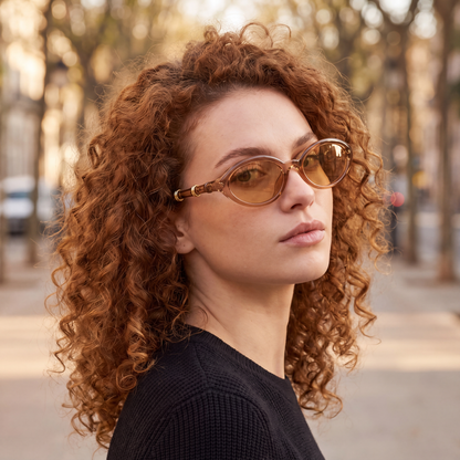 Mabel Sunglasses Brown — on model