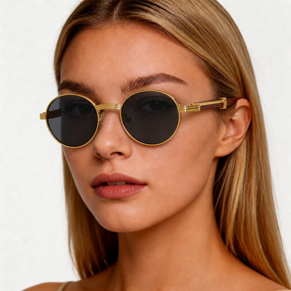 Marlow-Sunglasses Black — on female model