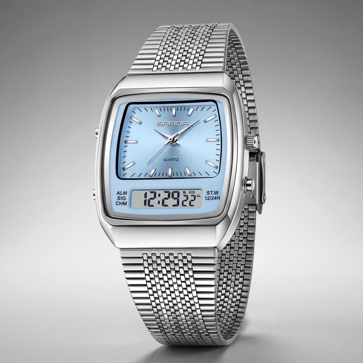 Metro Digital Watch Sky Blue Silver — studio 1