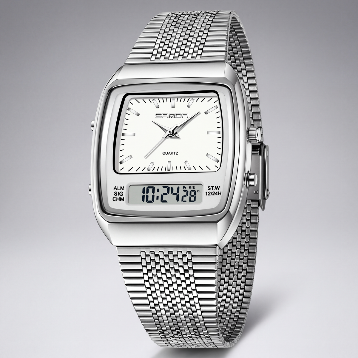 Metro Digital Watch White Silver — studio 1