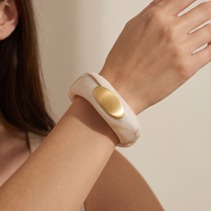 Milan Marbled Resin Bangle - Sand Marble model
