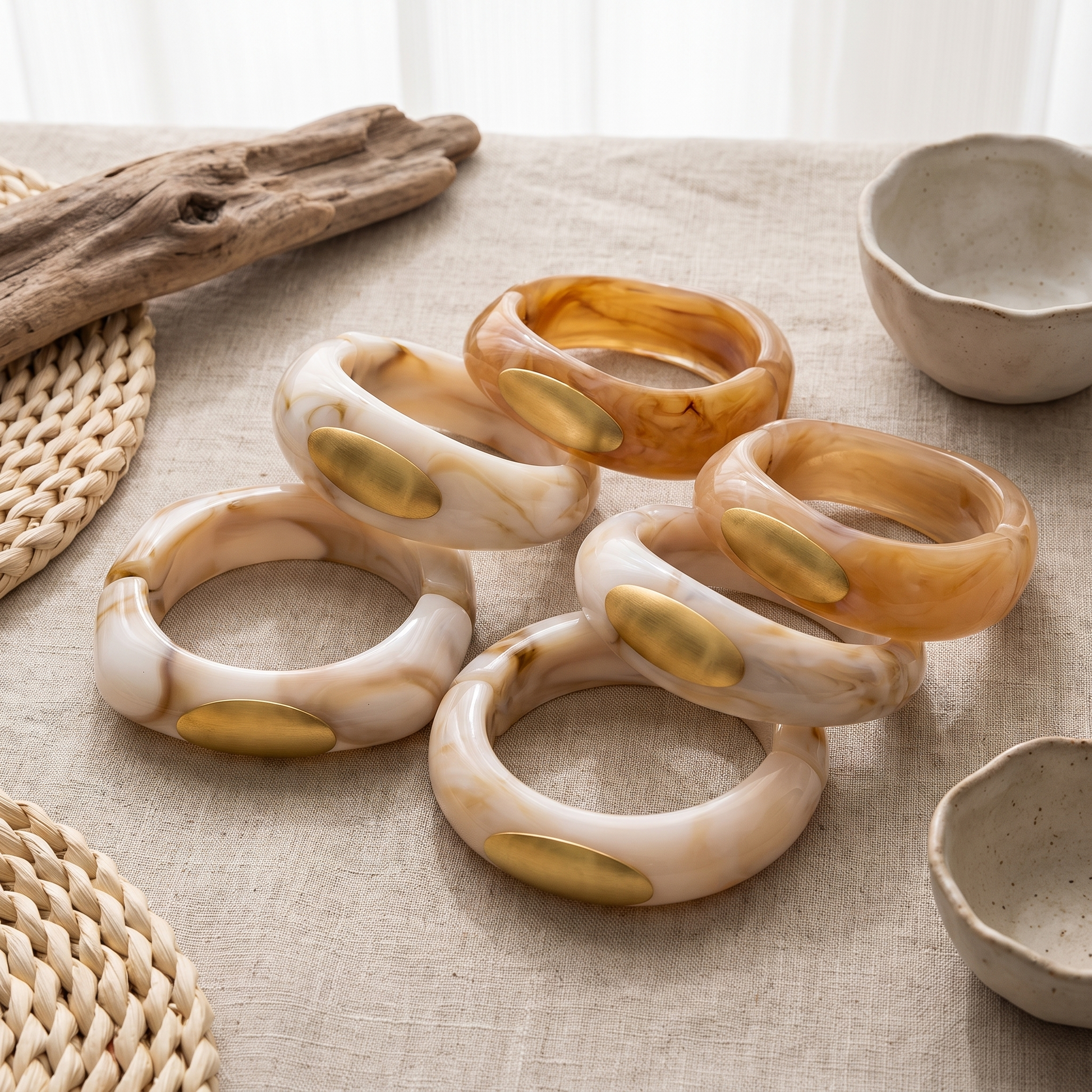 Milan Marbled Resin Bangle group flat-lay