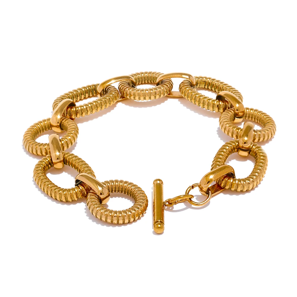 Milo-Ribbed-Link-Bracelet Gold — packshot 1