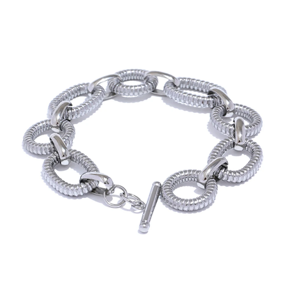 Milo-Ribbed-Link-Bracelet Silver — packshot 1