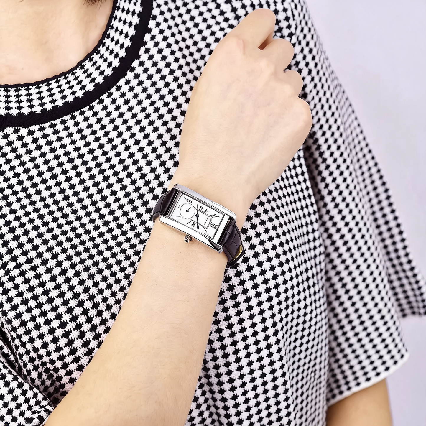 Marlow Rectangular Leather Watch
