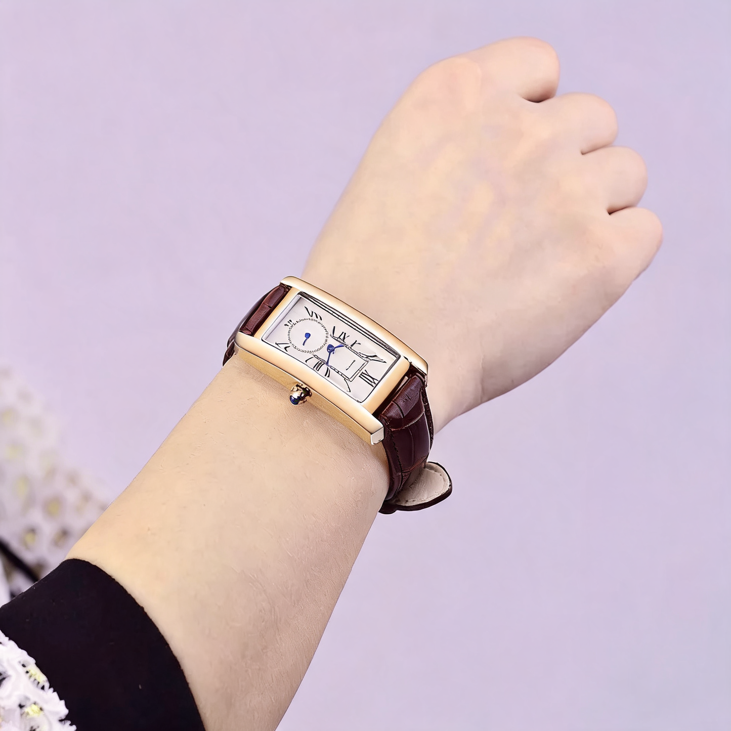 Marlow Rectangular Leather Watch