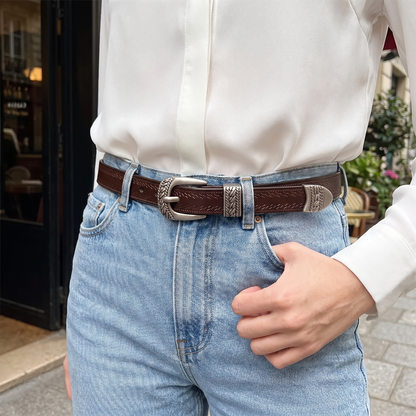 Lorena Slim Leather Belt