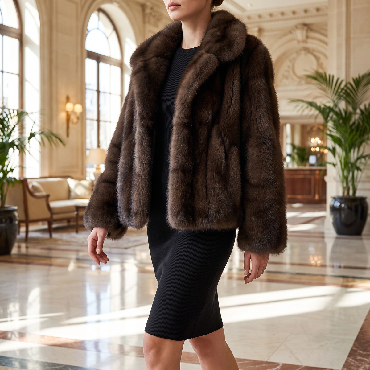 Monaco Faux Mink Coat — on model