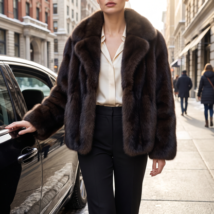 Monaco Faux Mink Coat — on model
