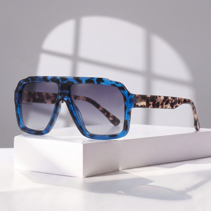 Monte Retro Aviator Sunglasses Blue Tortoise — studio