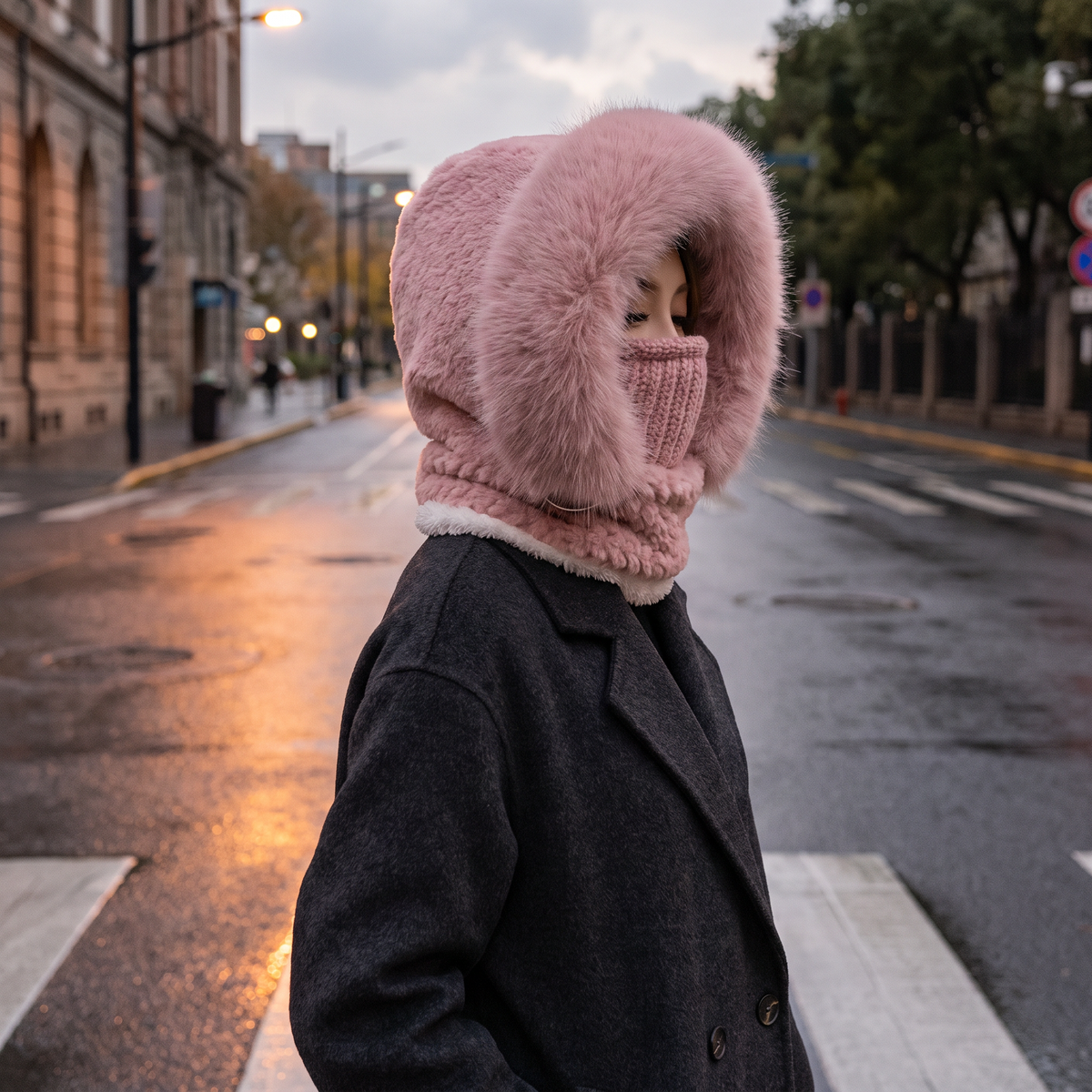 Nordic Plush Hooded Scarf