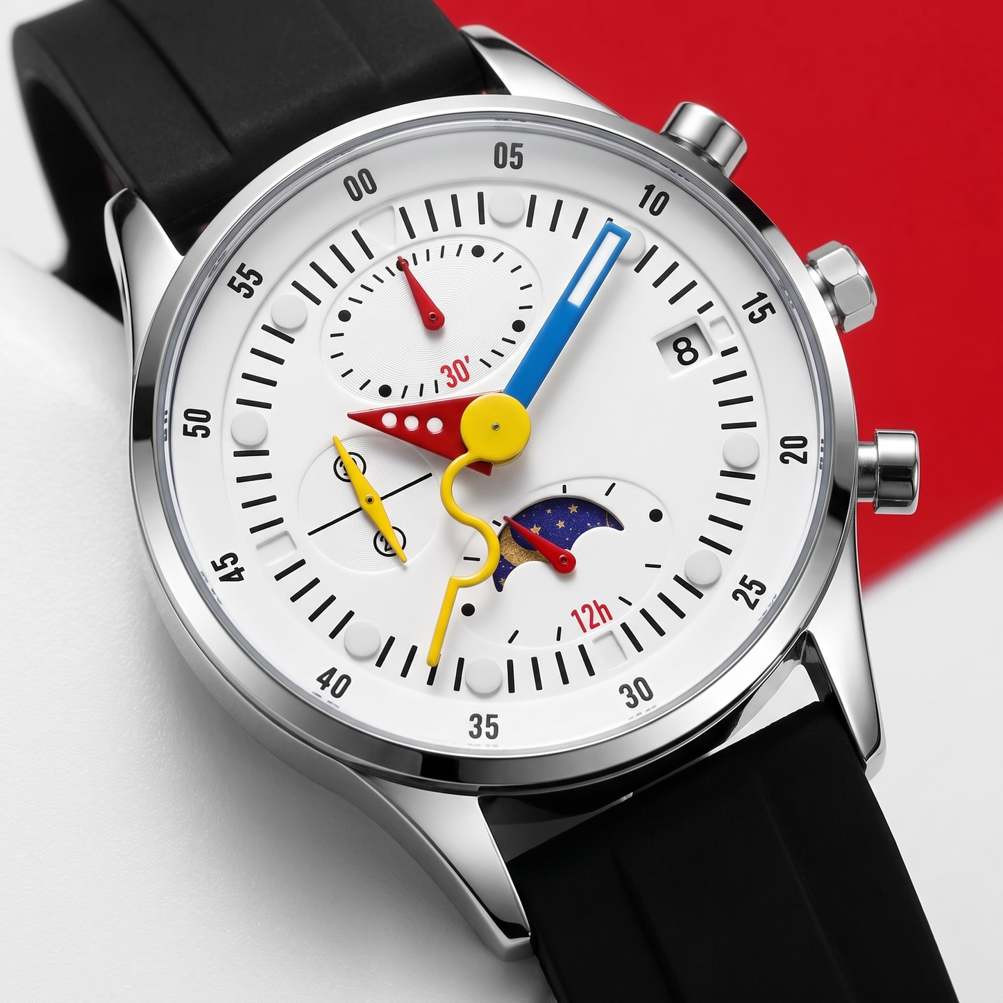 Orbit-Moonphase-Chrono-Watch White — macro 1