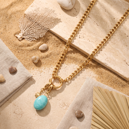 Orla-Aqua-Stone-Necklace Gold Aqua — flatlay 1