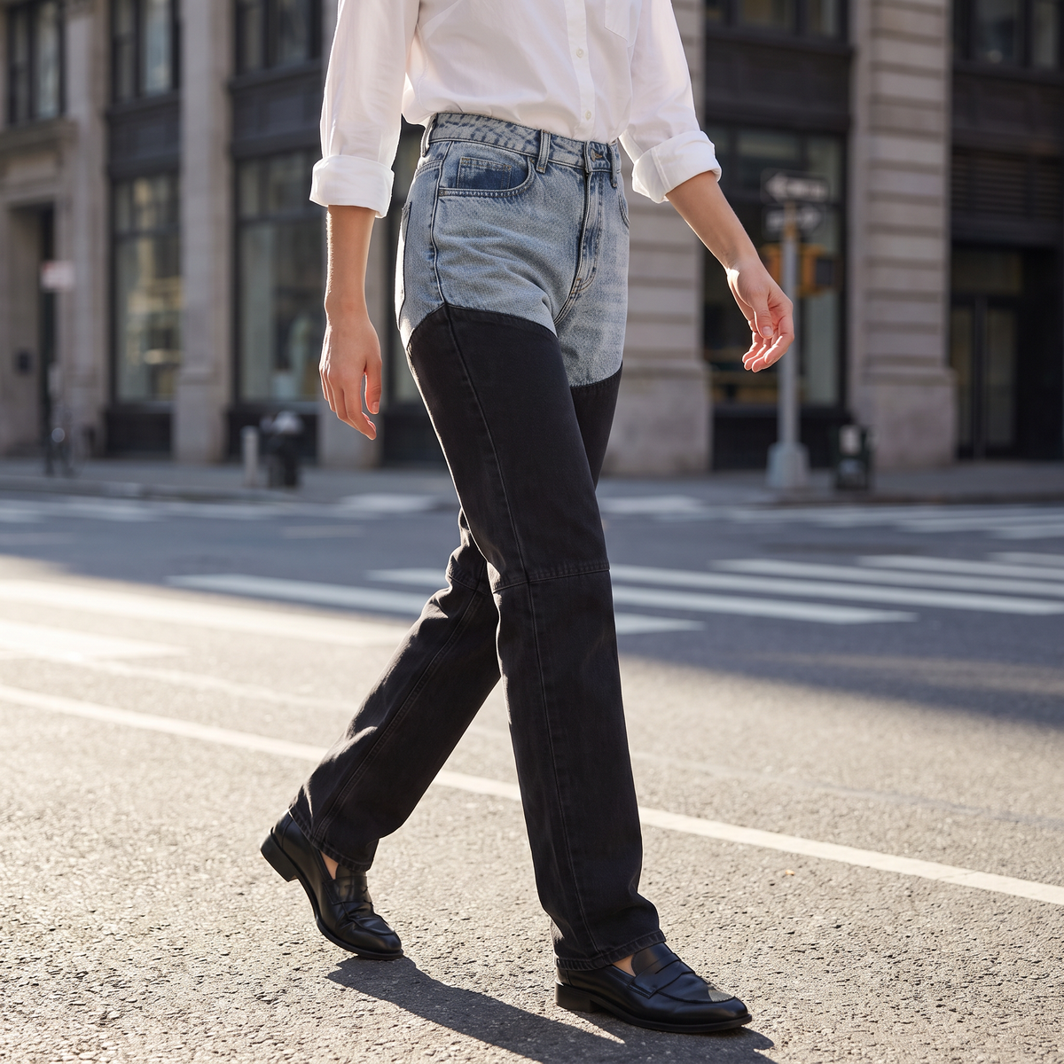 Ottavia Two-Tone Chap Jeans
