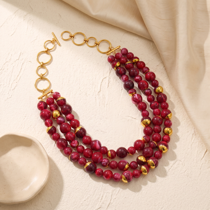 Positano-Beaded-Pearl-Necklace Crimson — flatlay 1