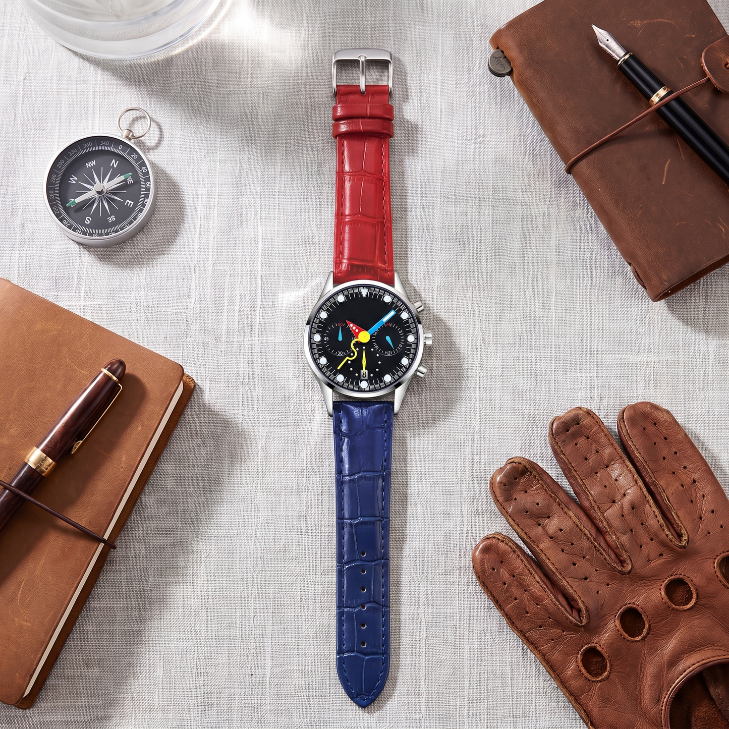 Prism-Dual-Strap-Chrono-Watch Black — flatlay 1