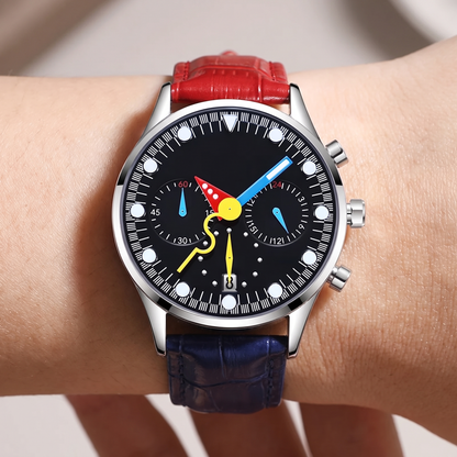 Prism-Dual-Strap-Chrono-Watch Black — on model
