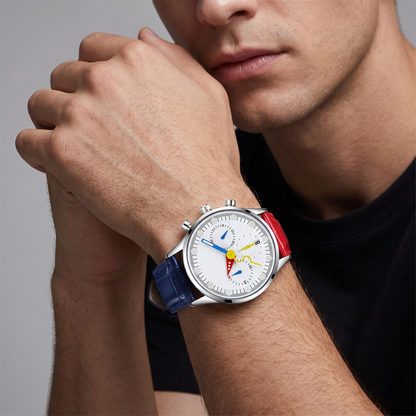 Prism-Dual-Strap-Chrono-Watch White — on model
