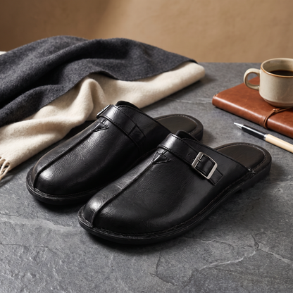Rafael Buckle Mules Black — flatlay 1