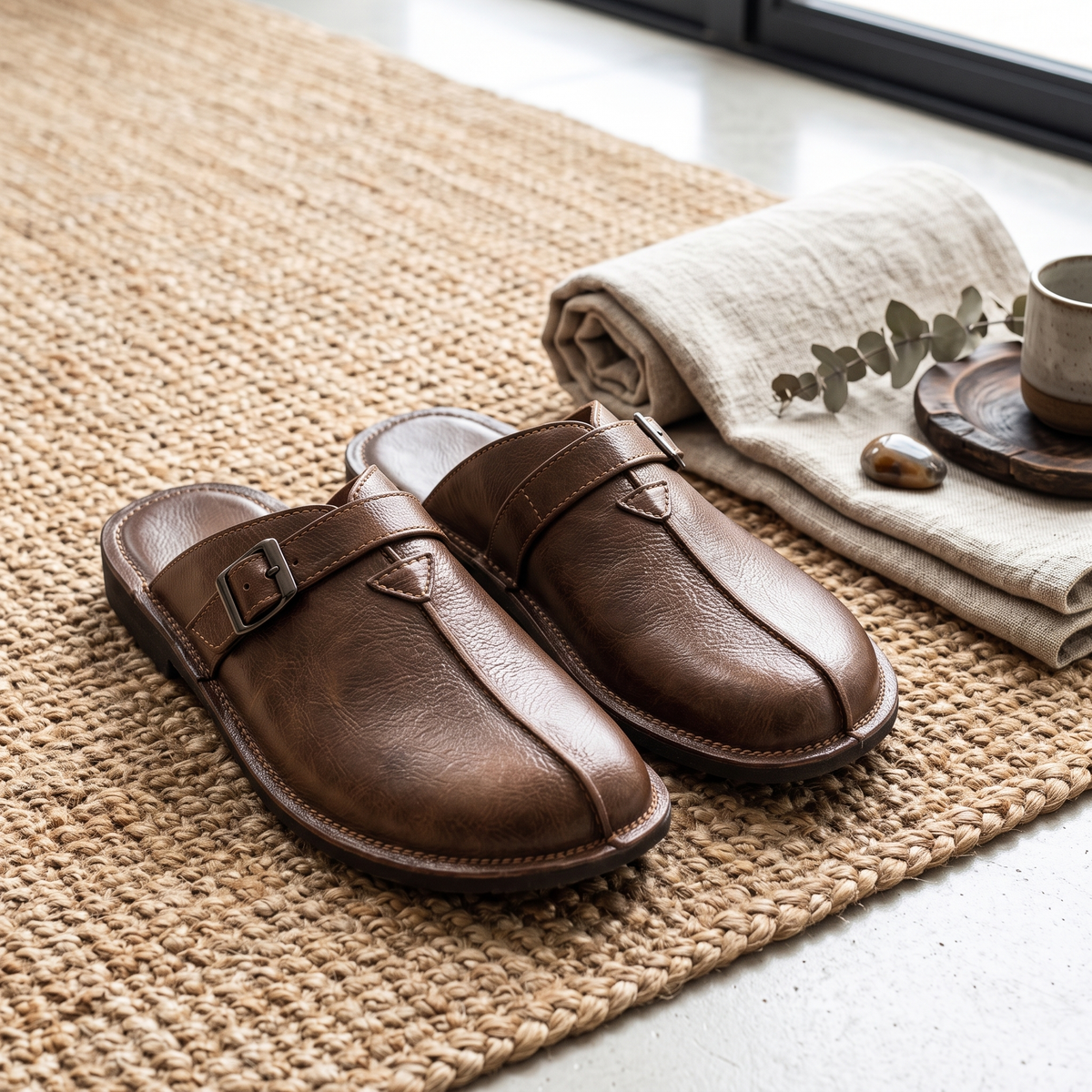 Rafael Buckle Mules Brown — flatlay 2