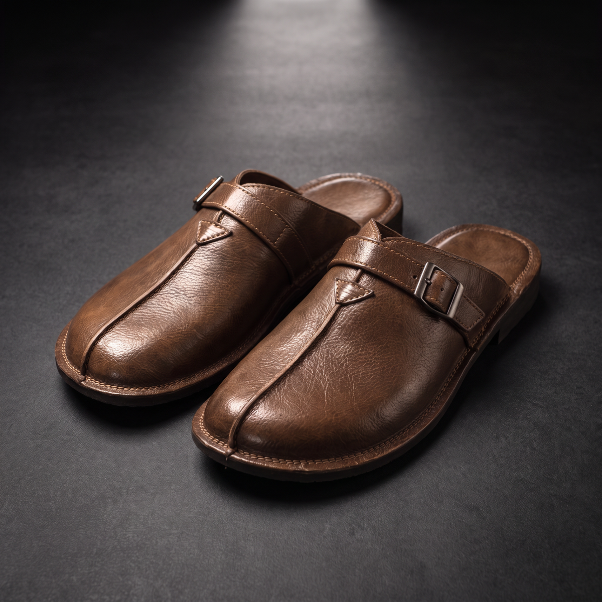 Rafael Buckle Mules Brown — studio
