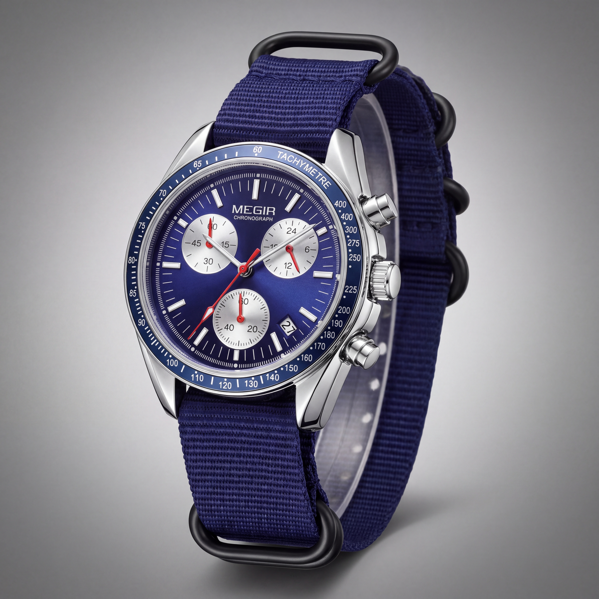 Rally Watch Blue Silver — studio