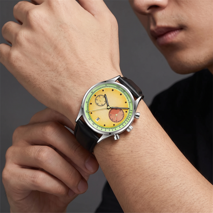 Raya-Watermelon-Chrono-Watch Mango Orange — on model