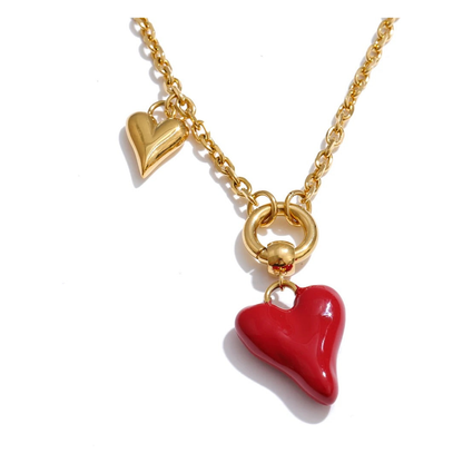Sabrina Enamel Heart Necklace in gold tone