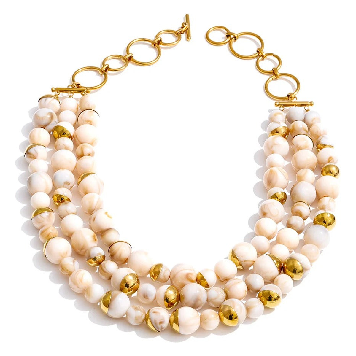 Positano beaded necklace in cream