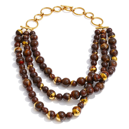 Positano beaded necklace in tortoise