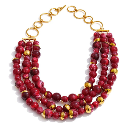 Positano beaded necklace in crimson