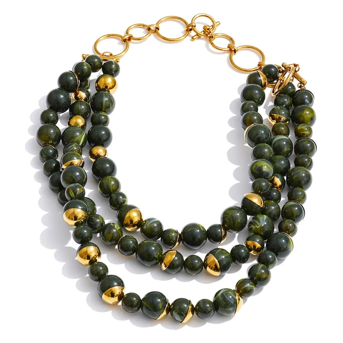Positano beaded necklace in forest green