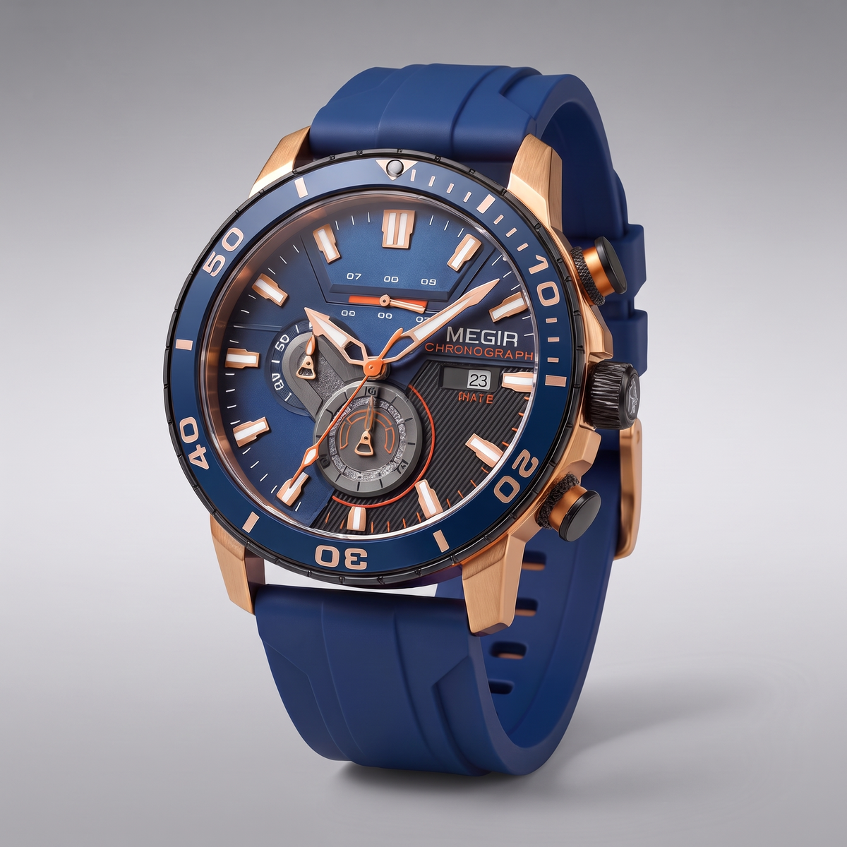 Regatta Ceramic Chronograph Watch Blue Rose Gold — studio