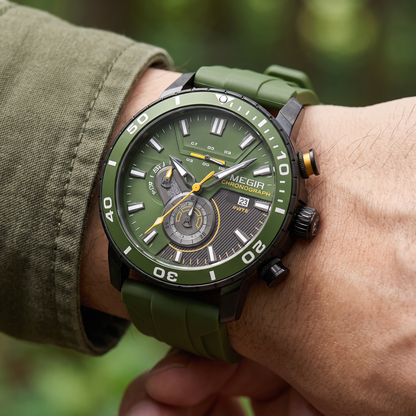 Regatta Ceramic Chronograph Watch Green Black — on model