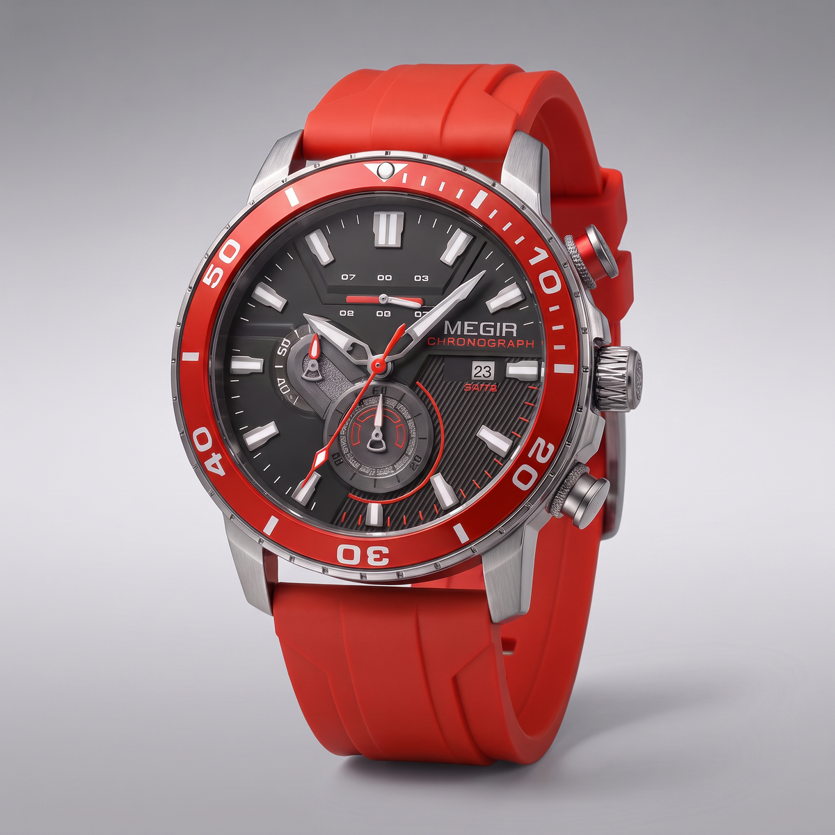 Regatta Ceramic Chronograph Watch Red Silver — studio