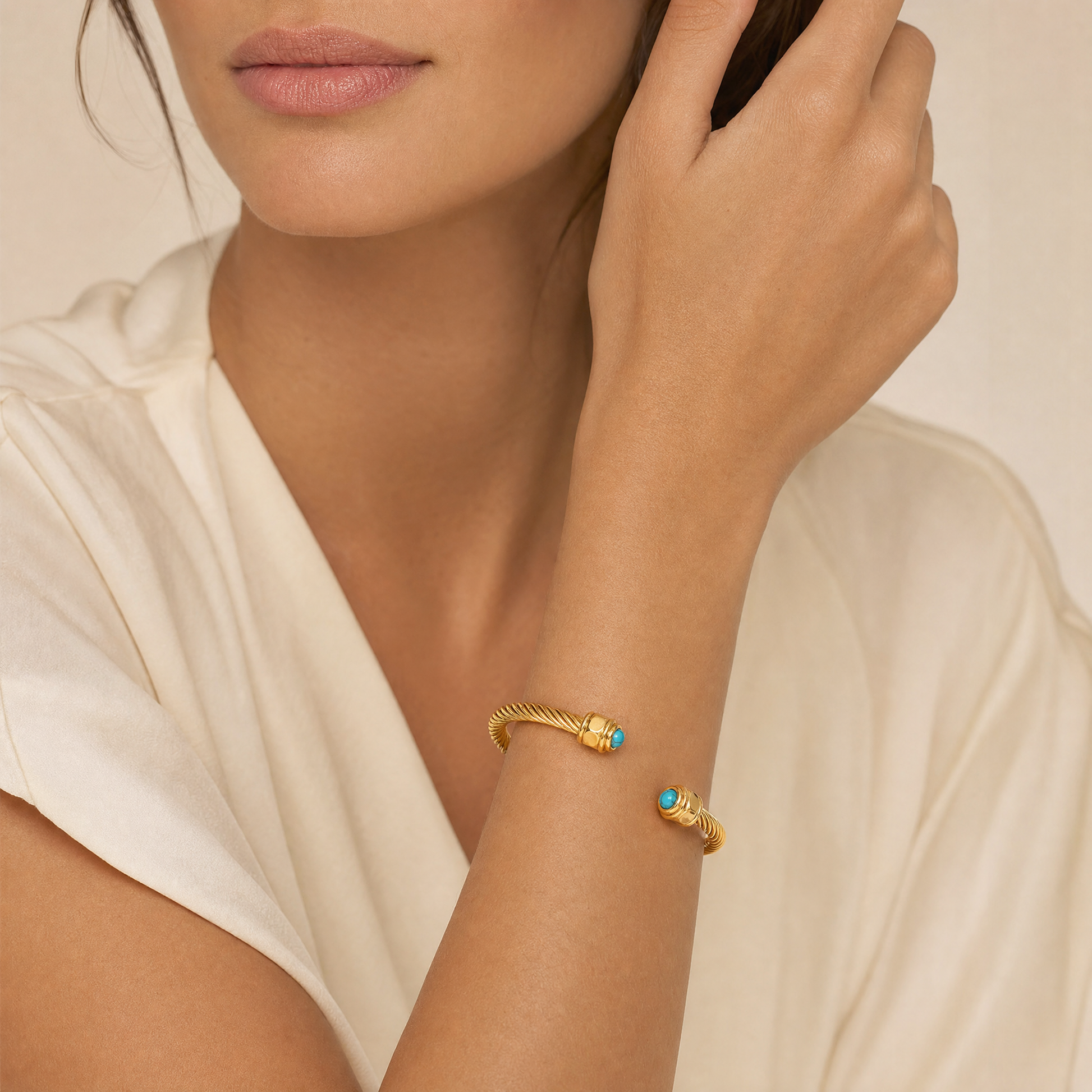 Reina Turquoise — on model
