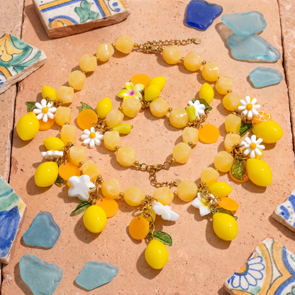 Renna-Lemon-Jewelry-Set Necklace Bracelet — flatlay 1