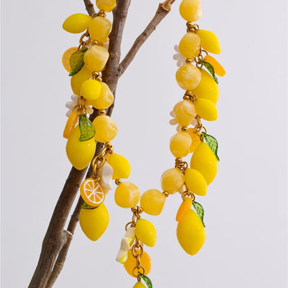 Renna Lemon Jewelry Set necklace and bracelet hanging display