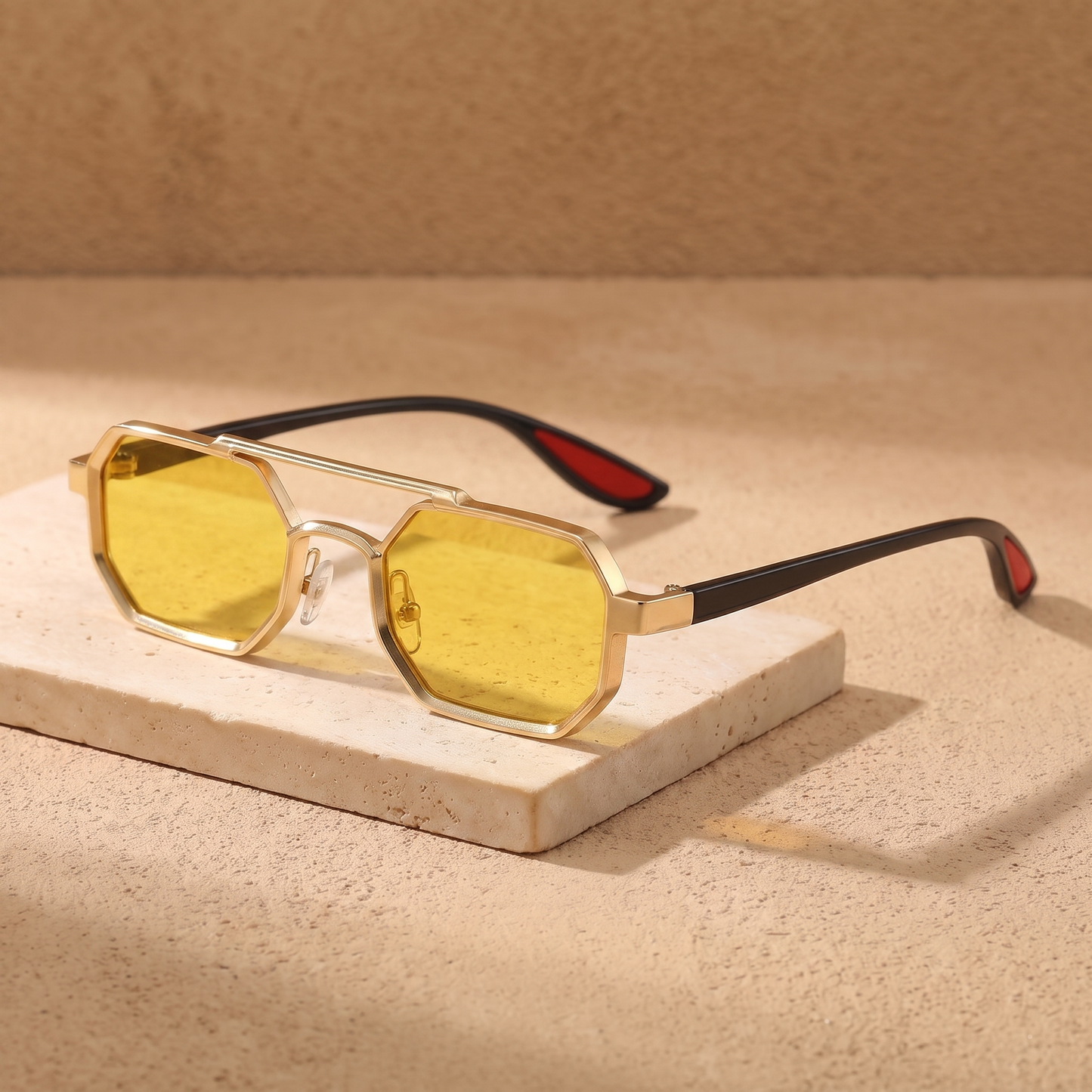 Rocco sunglasses in Gold Canary flat lay