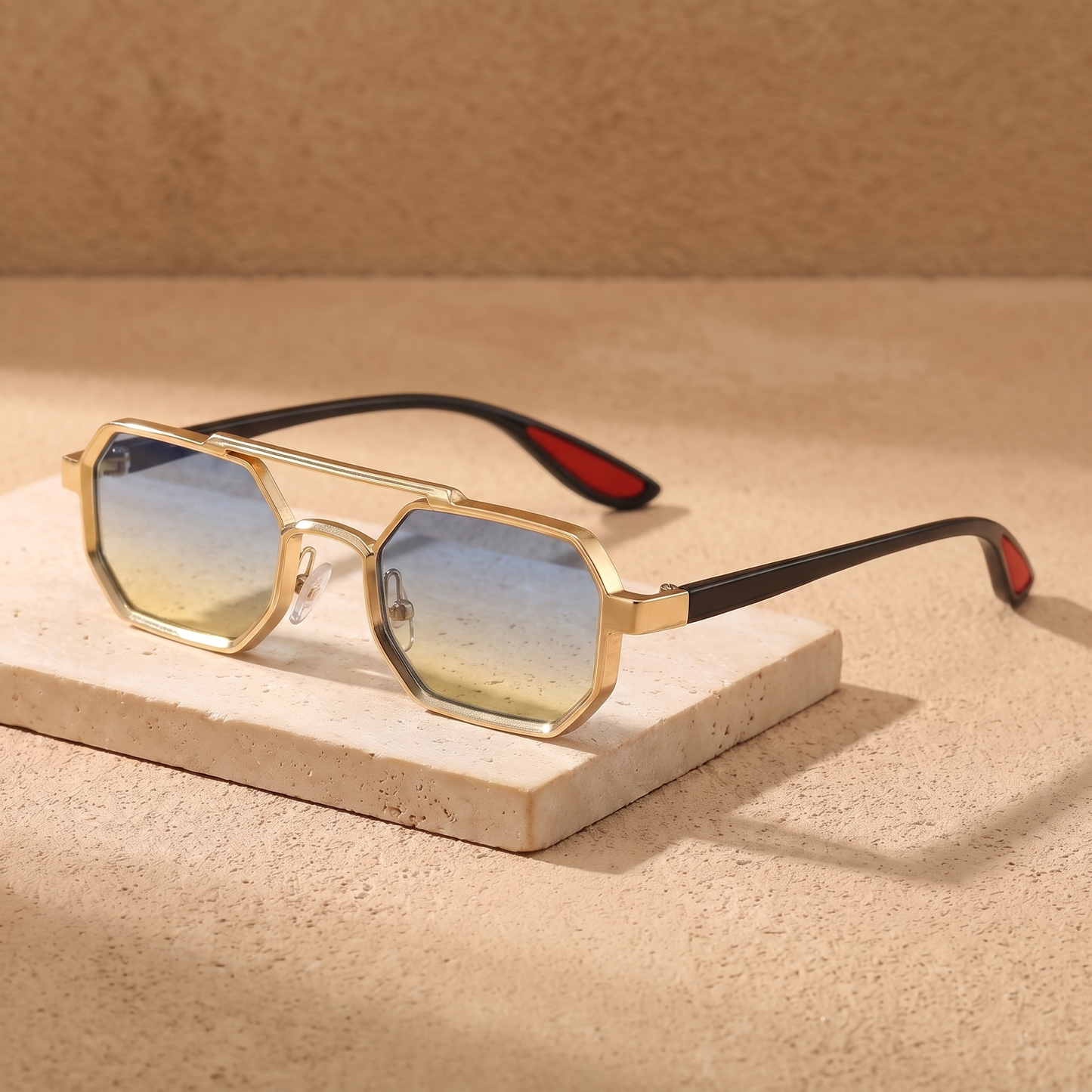 Rocco sunglasses in Gold Horizon flat lay
