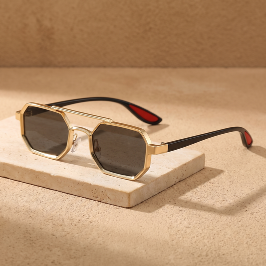 Rocco sunglasses in Gold Smoke flat lay