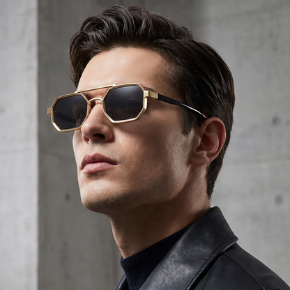 Rocco sunglasses in Gold Smoke on a male model