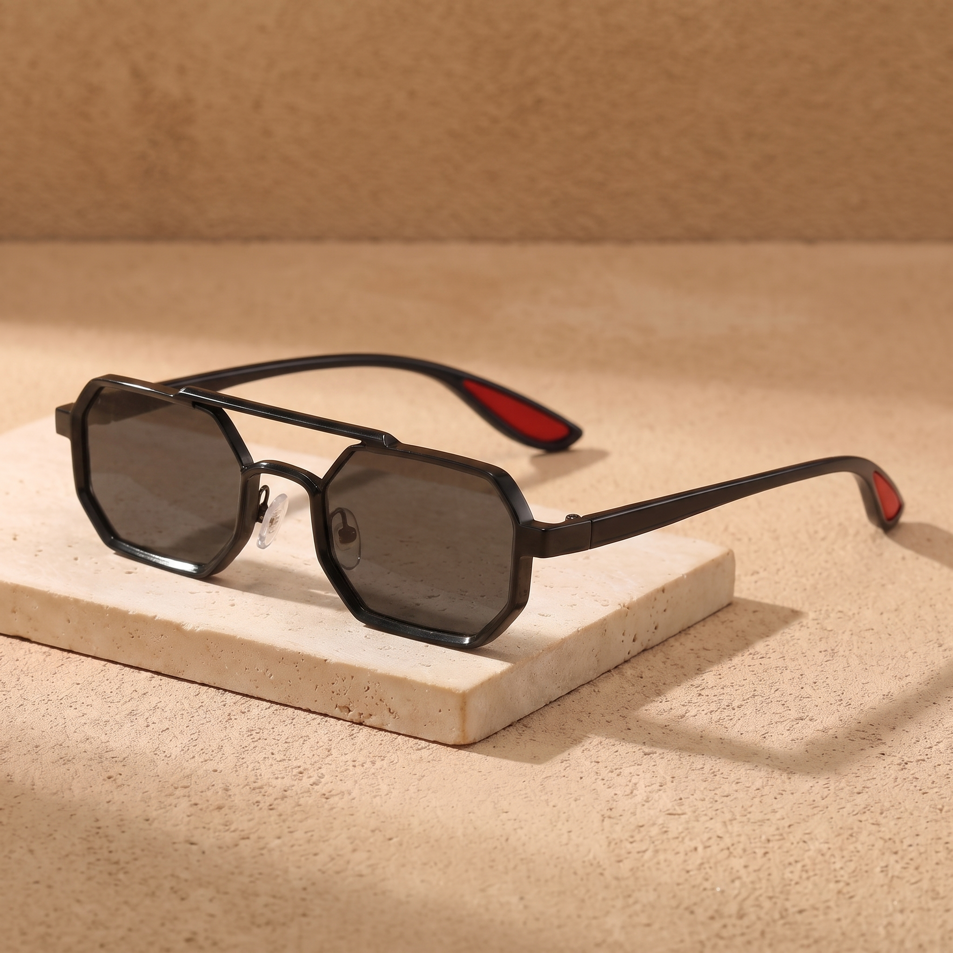 Rocco sunglasses in Noir Smoke flat lay