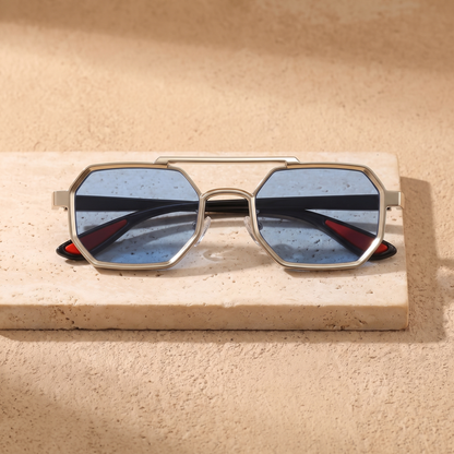 Rocco sunglasses in Silver Sky flat lay