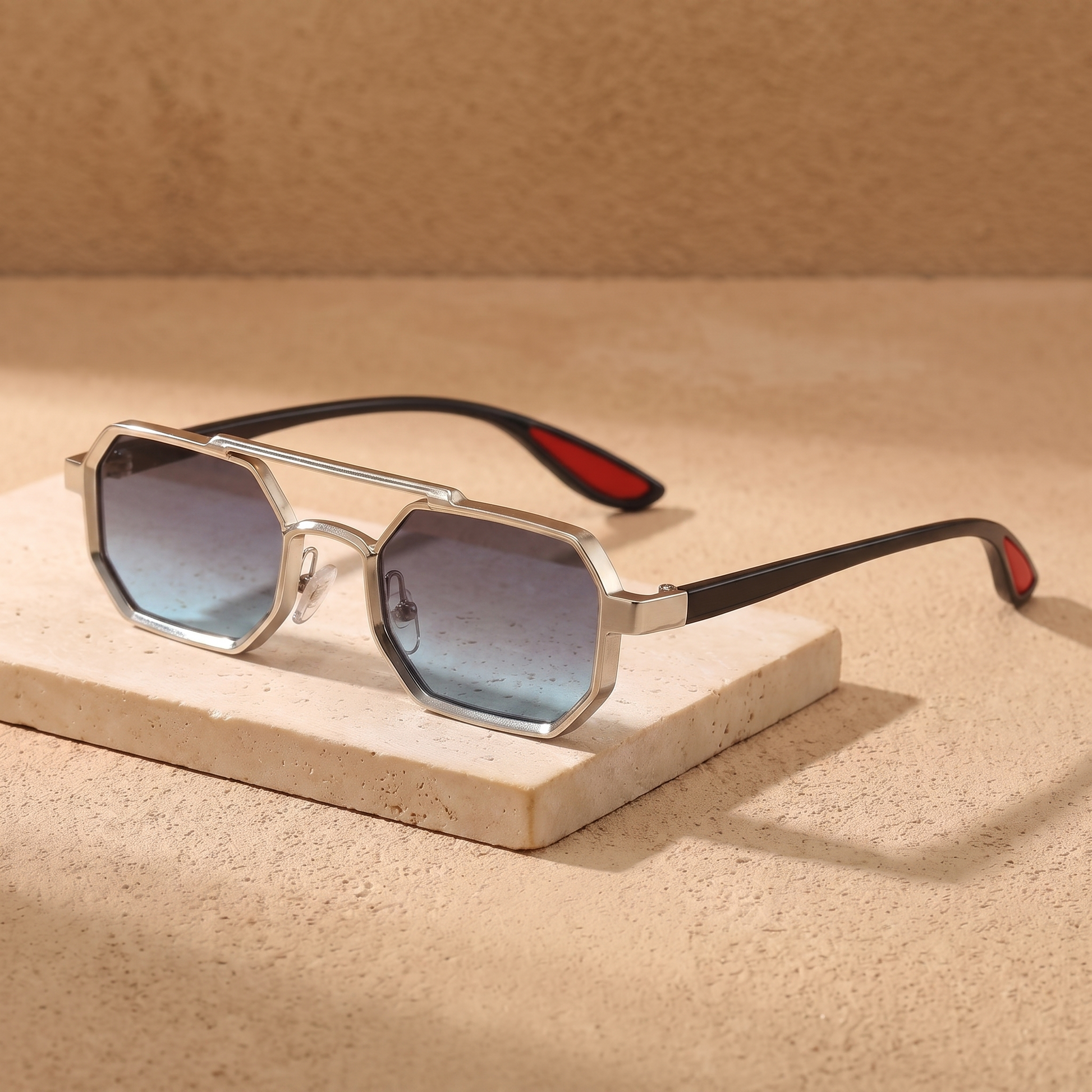 Rocco sunglasses in Silver Storm flat lay