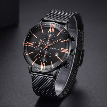 Roma Steel Mesh Watch Black — studio