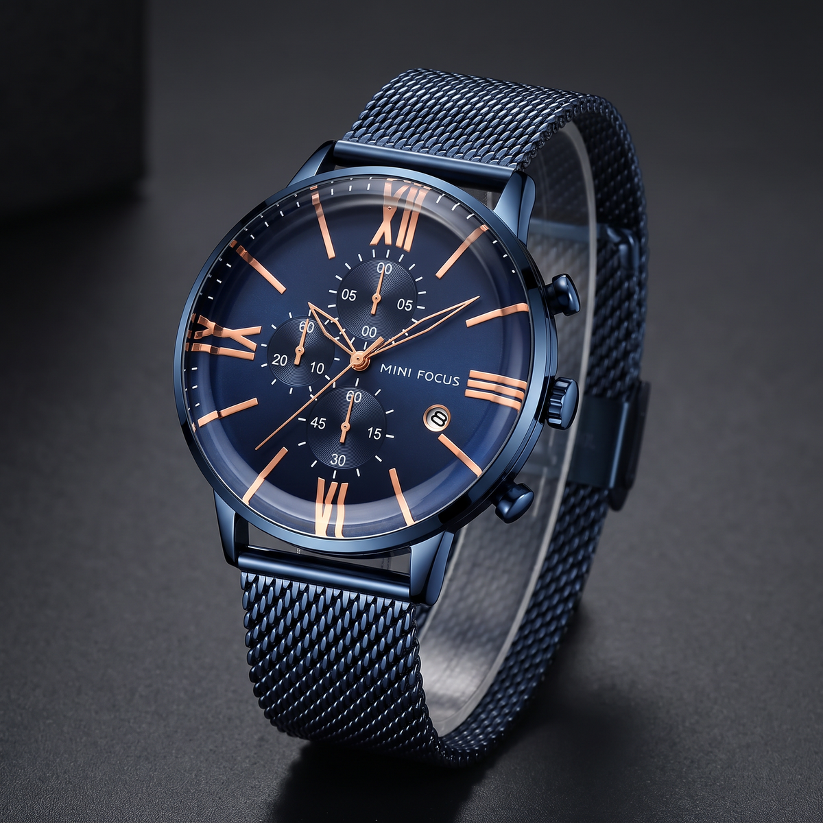 Roma Steel Mesh Watch Blue — studio