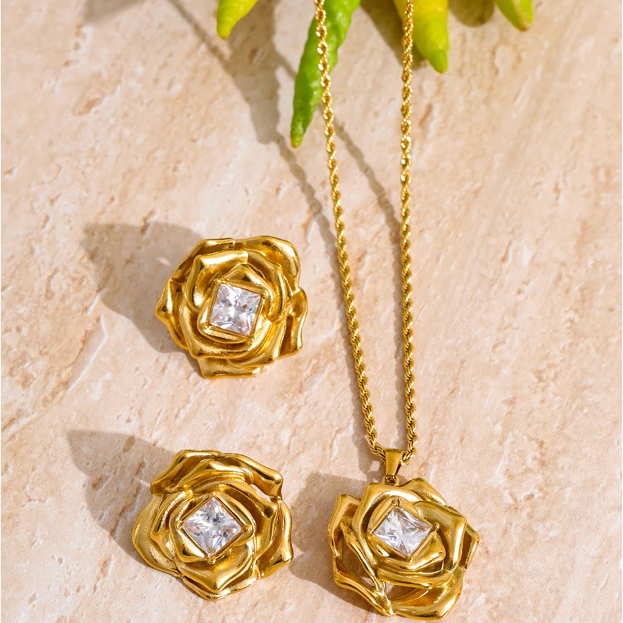 Rosalind gold rose set flatlay